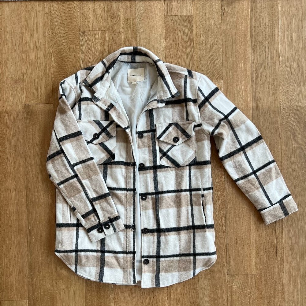 Thread Supply Plaid Flannel Shacket with silky lining